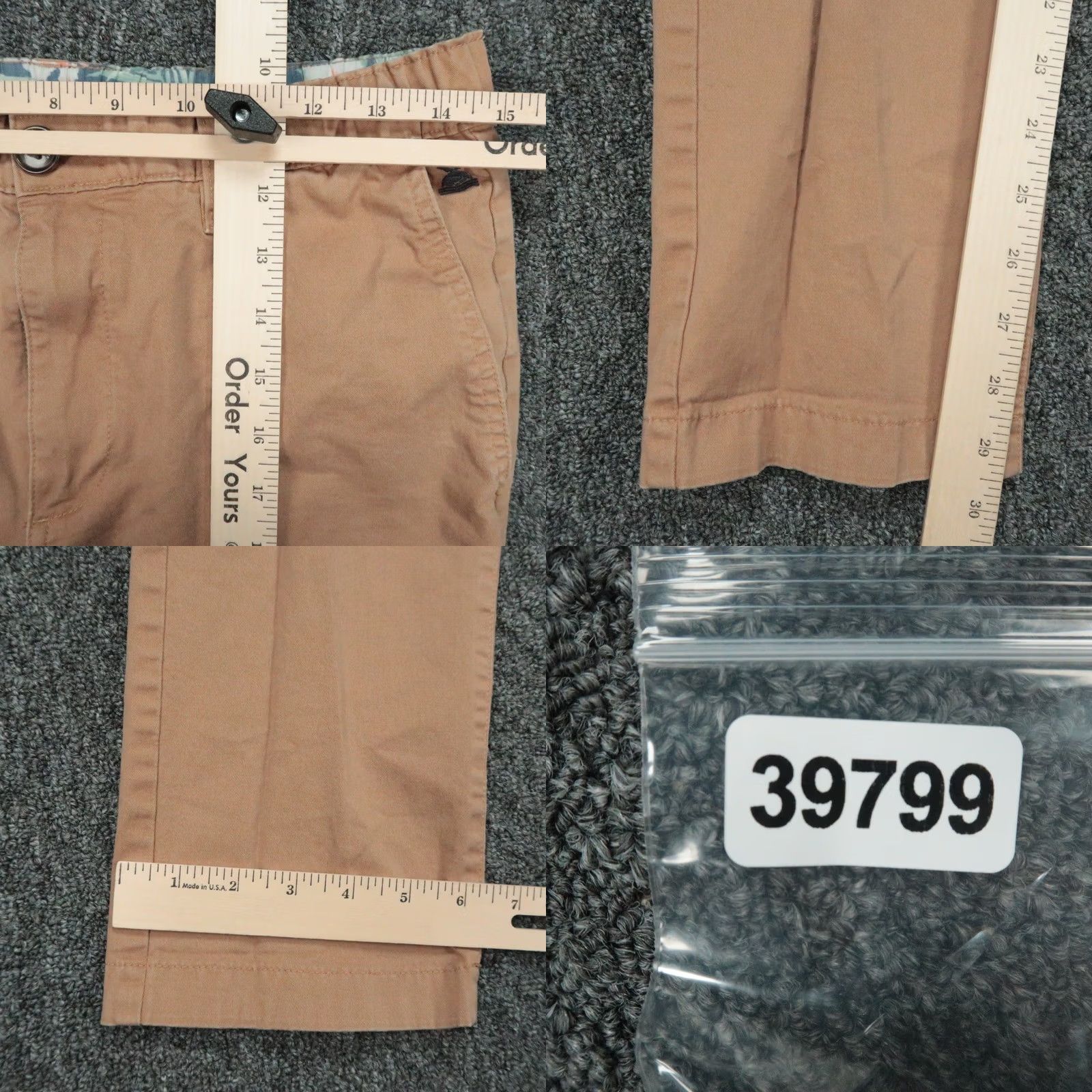 Chubbies Chubbies Pants Mens Small Brown Chino Trouser 30x30 Straight Pocket Zip Front Regular Size 30 Inseam 30 Size US 29 - 8 Thumbnail