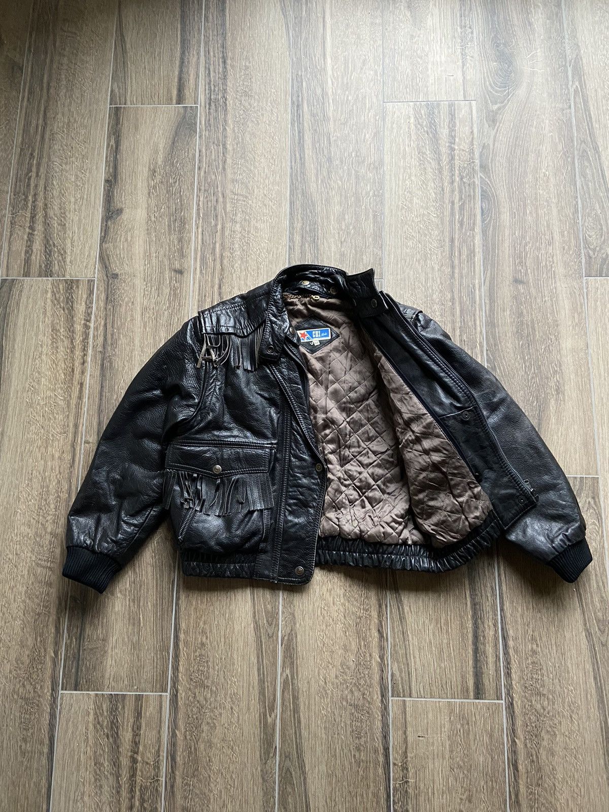 Genuine Leather × Vintage Vintage Chi Moda Cowboys leather jacket made in italy Size US S / EU 44-46 / 1 - 3 Thumbnail