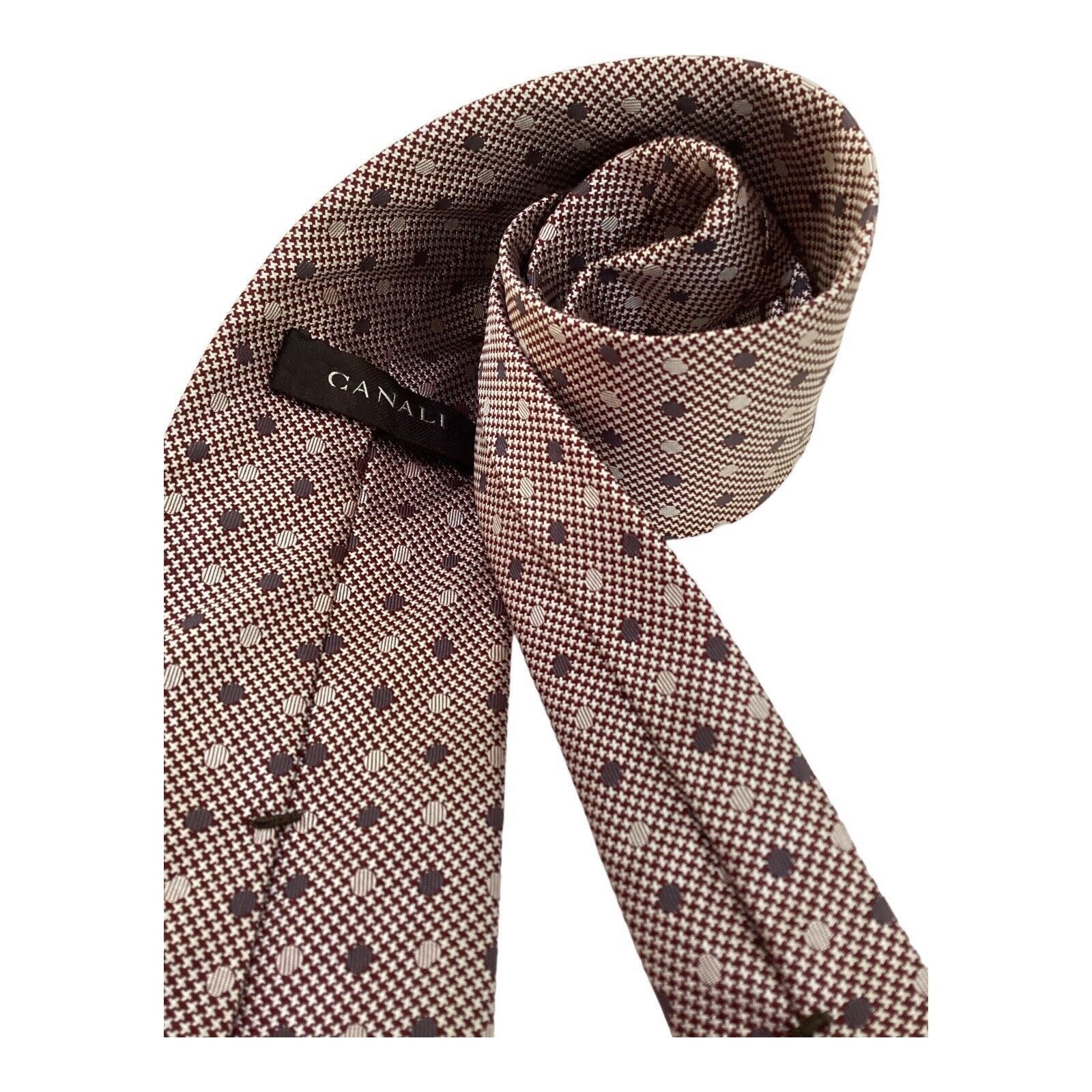 Canali CANALI Purple Houndstooth Polka Dot Luxury Silk Tie Made In Size ONE SIZE - 3 Thumbnail