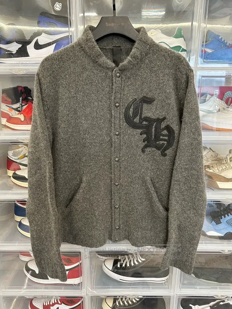 CHROME HEARTS Size M Sanskrit letter leather gray cashmere