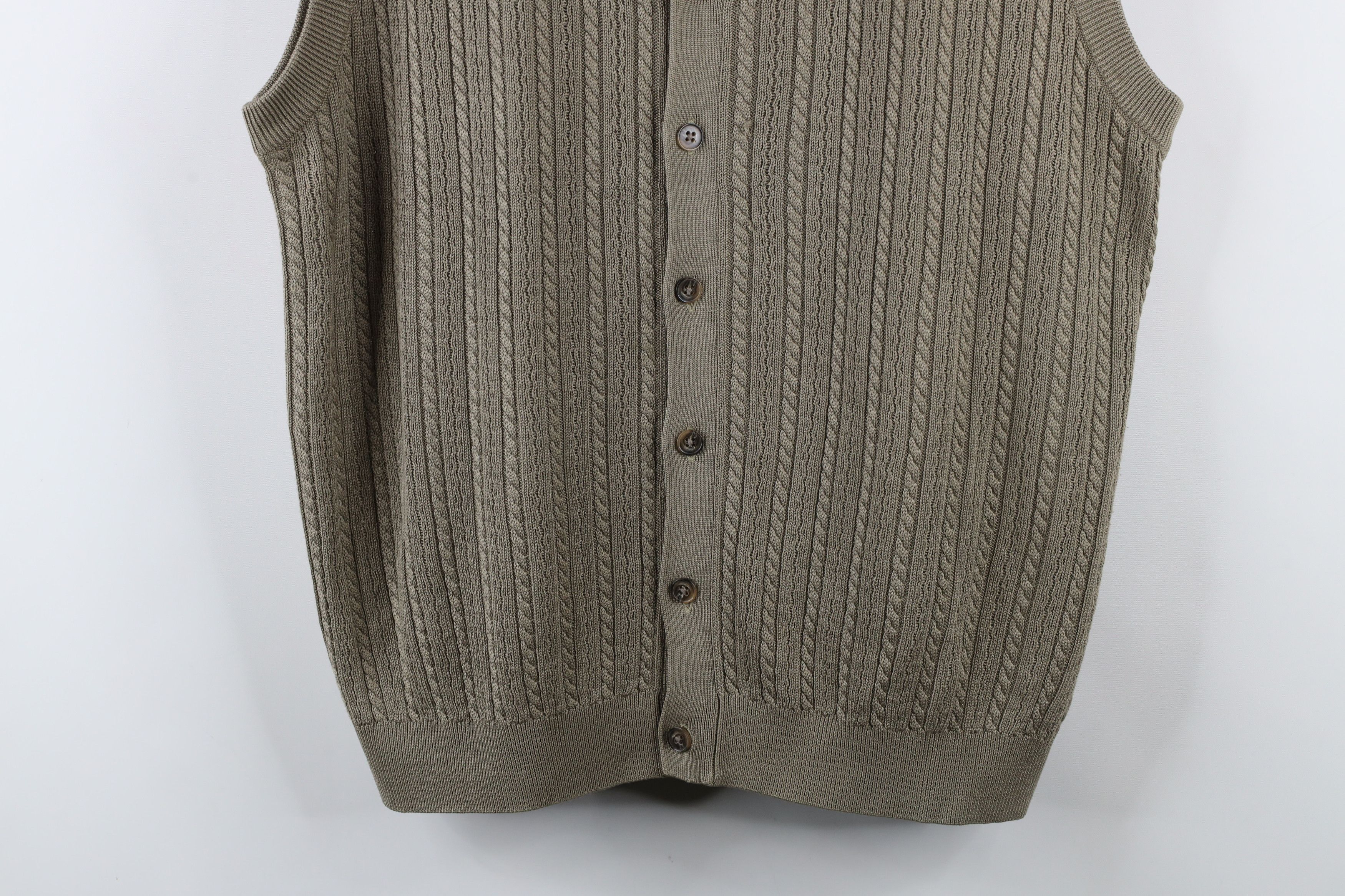 Vintage Vintage 90s Streetwear Cable Knit Cardigan Sweater Vest Size US L / EU 52-54 / 3 - 3 Thumbnail