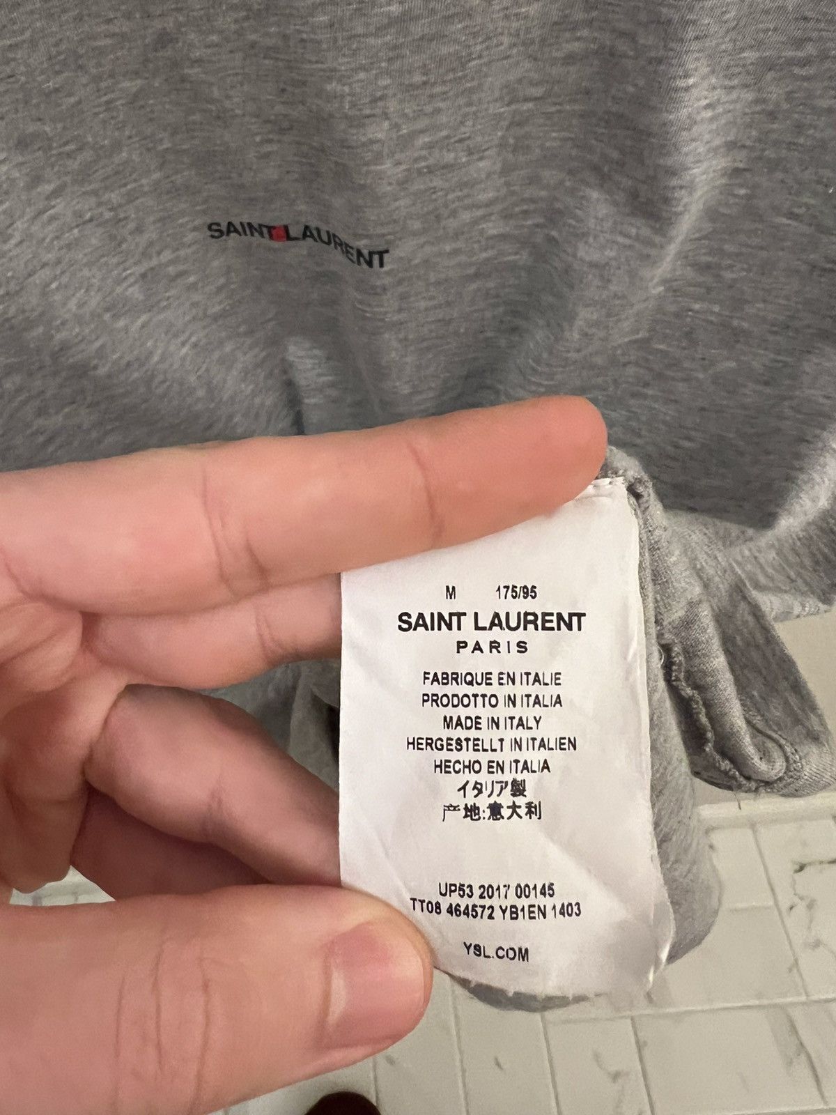 Saint Laurent Paris × Yves Saint Laurent Grey Saint Laurent Logo Tee Size US M / EU 48-50 / 2 - 4 Thumbnail