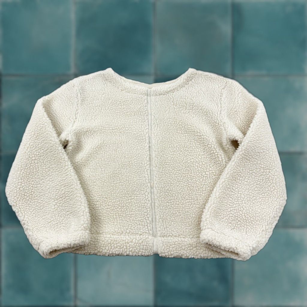 Vintage Prologue Sherpa Sweater Women’s Small Ivory Pullover Knit Ribbed Strips Center Front Back Casual Autumn Winter Weather Daywear Mens? Wait. Size S / US 4 / IT 40 - 1 Thumbnail