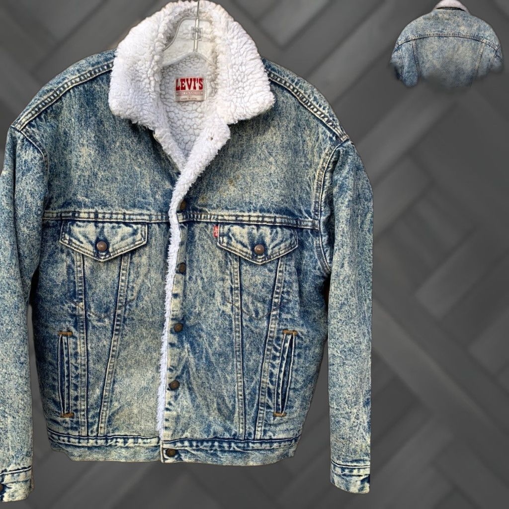 Levi's VINTAGE Levi's Trucker Jacket Denim Blue Small Mens USA Western 80s Sherpa Lined Rockabilly Size US S / EU 44-46 / 1 - 1 Thumbnail