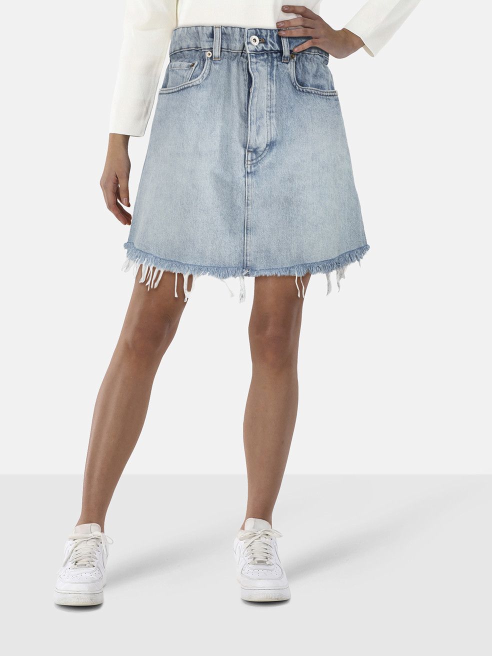 Miu Miu Blue Elasticated Denim Mini Skirt Size 27" / US 4 / IT 40 - 1 Thumbnail