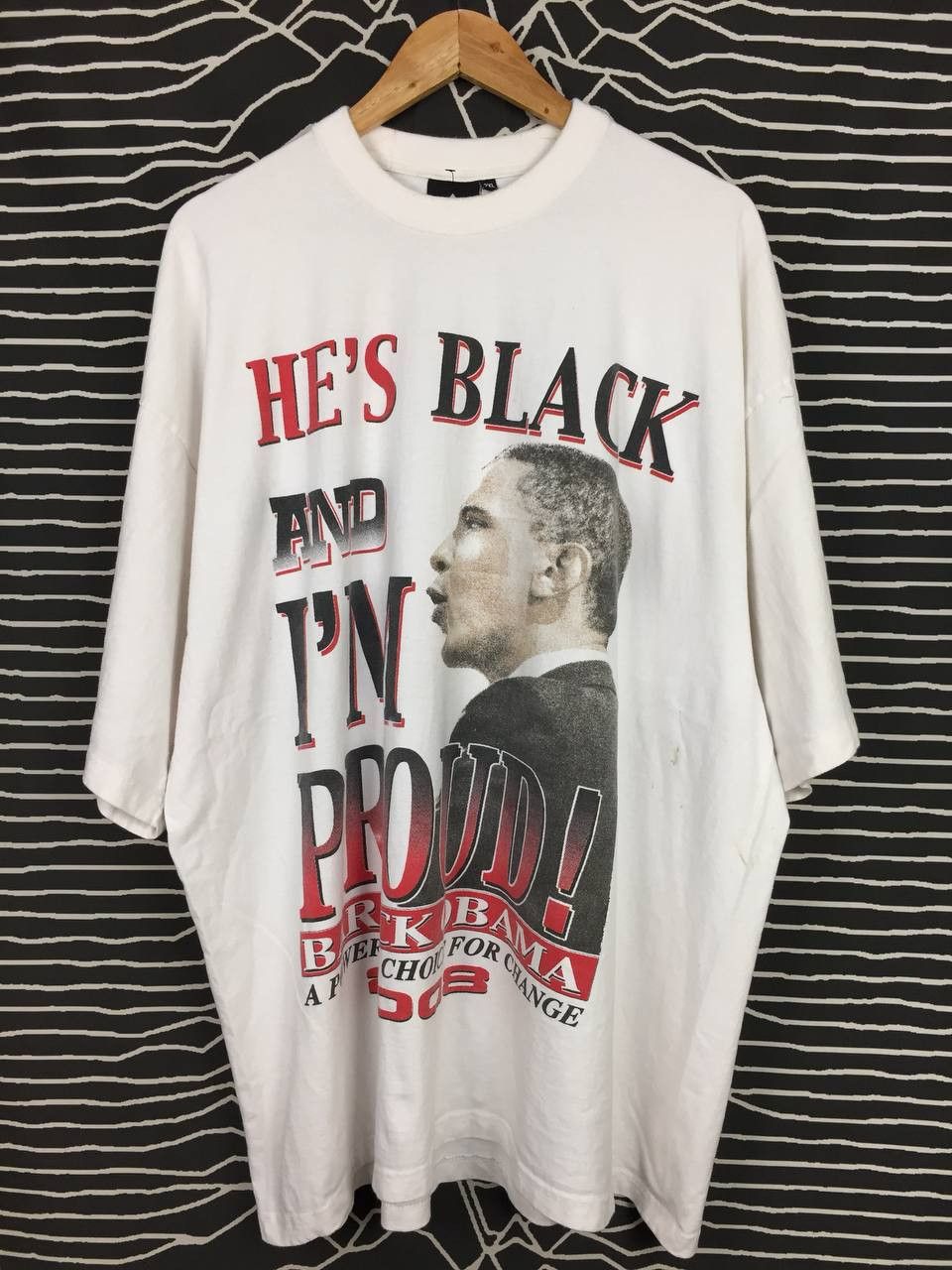 Rap Tees Vtg Barack Obama He's Black & I'm Proud 2008 Campaign Tee Size US XXL / EU 58 / 5 - 2 Thumbnail