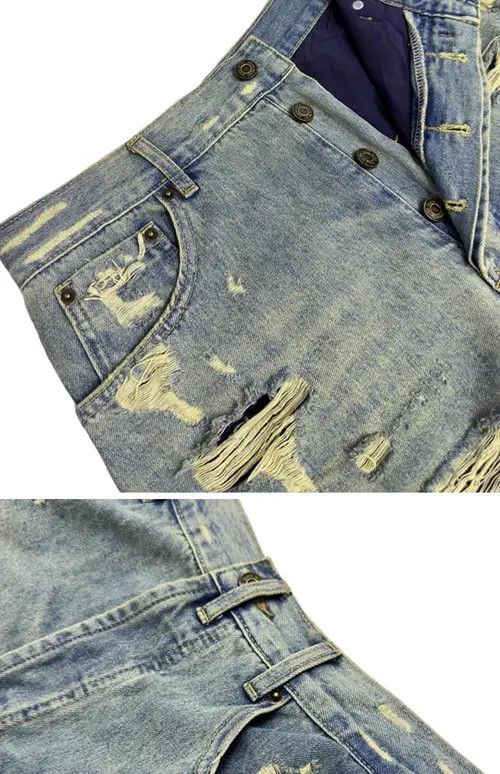 Japanese Brand Komura x Gotoh Washed Double Layer Hand Worn Jeans Size US 33 - 8 Thumbnail
