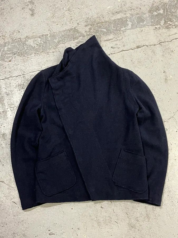 Giorgio Armani AW2011 Giorgio Armani Navy Wool Asymmetrical Wrap Jacket Size 44R - 5 Thumbnail