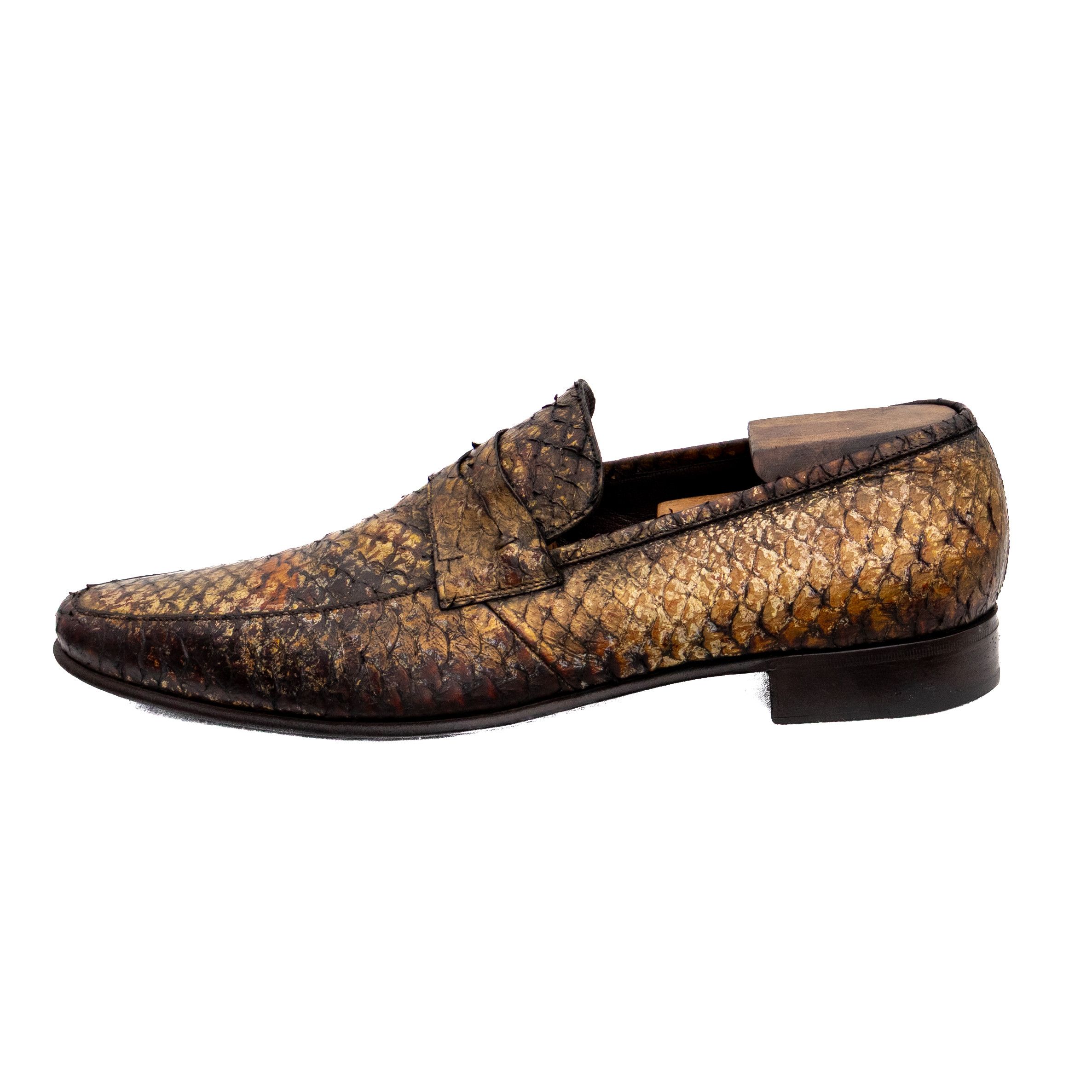 Salvatore Ferragamo Salvatore Ferragamo Python Snakeskin Loafers Gold US 12 Size US 12 / EU 45 - 2 Thumbnail