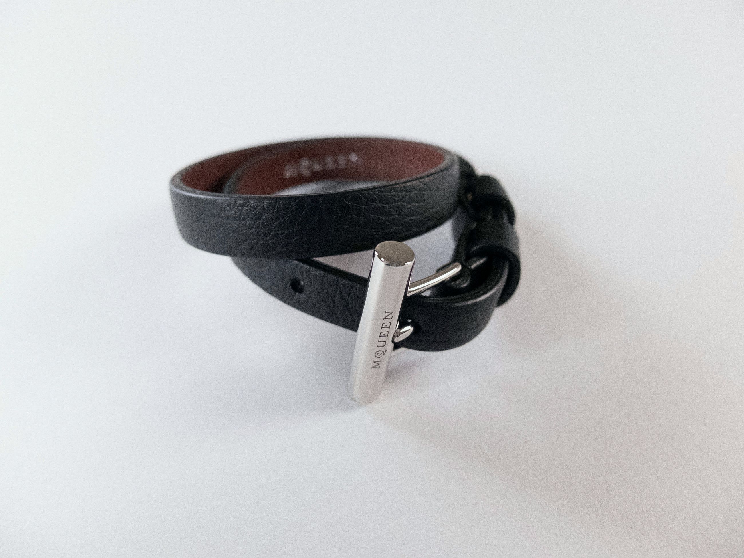 Alexander McQueen ALEXANDER MCQUEEN black T-bar double wrap leather bracelet Size ONE SIZE - 3 Thumbnail