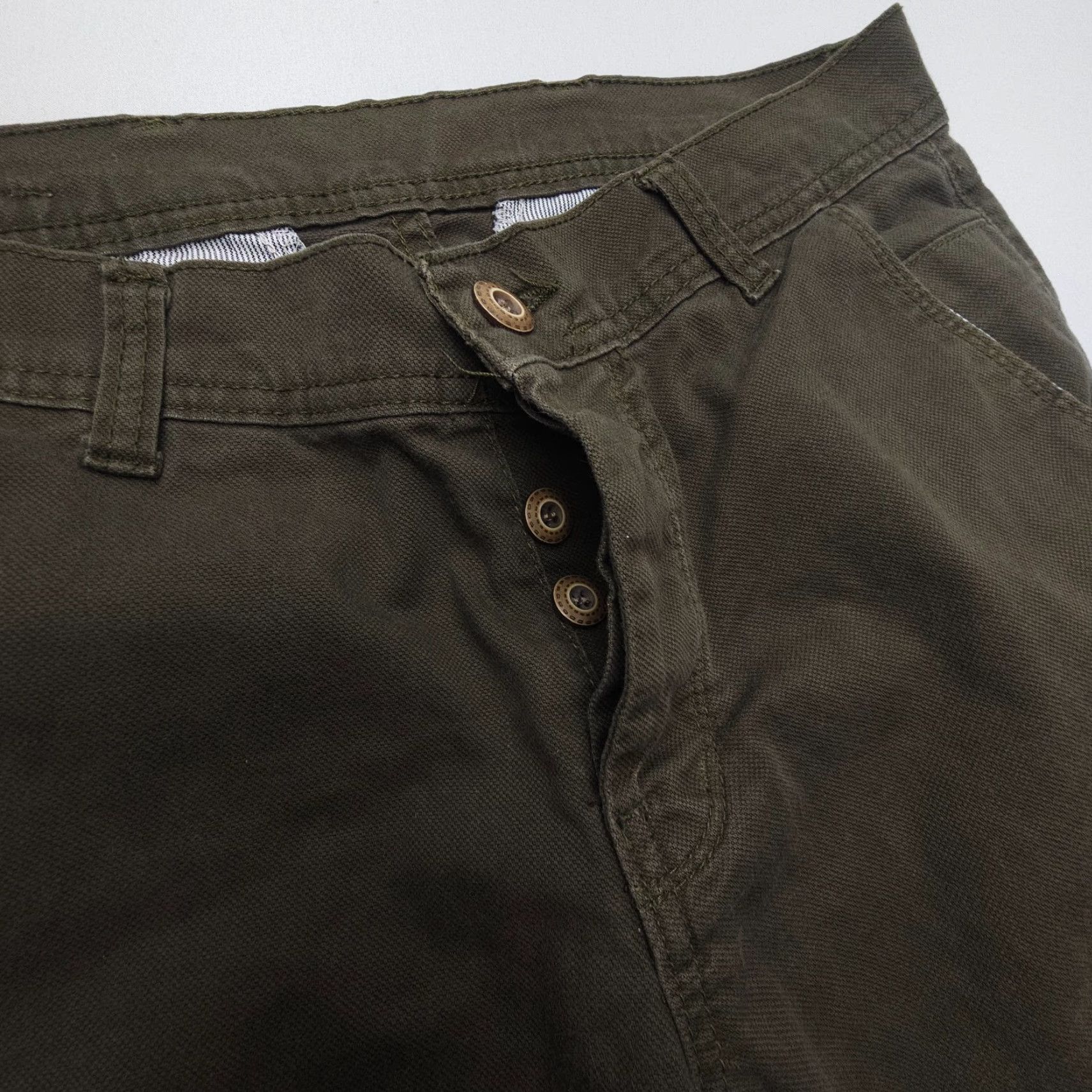 Vintage ALBERTO Slim Chino Pants Mens 31 Green Light Cotton 29" Inseam Button Fly Slim Straight Mens Clothing Casual Business 90s? Size US 31 - 2 Thumbnail