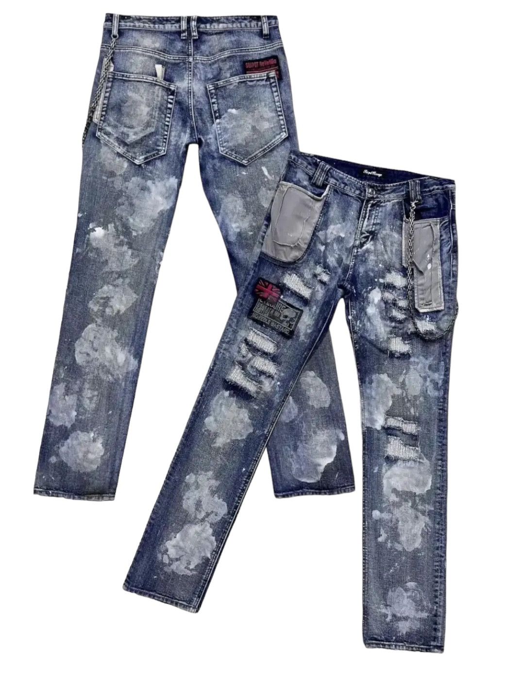 Sex Pot ReVeNGe FYE💥SEXPOT REVENGE Punk Metal Bleach Wash Distressed Denim Size US 30 / EU 46 - 3 Thumbnail