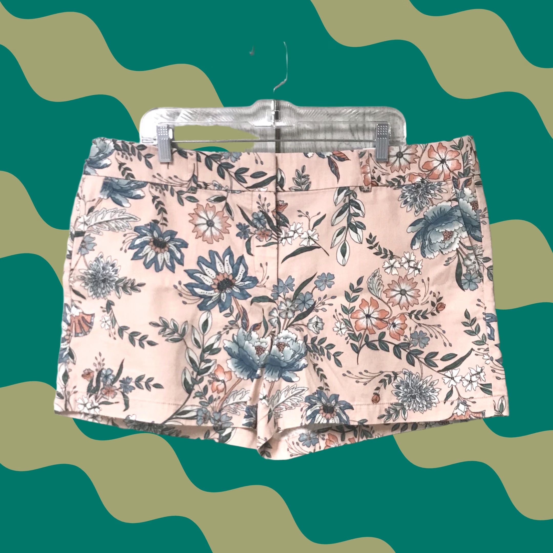 Loft LOFT Outlet Women Creamy Peach Multi Floral Print 4” Mid-Rise Chino Shorts 16 Size 38" / US 16 / IT 52 - 1 Thumbnail