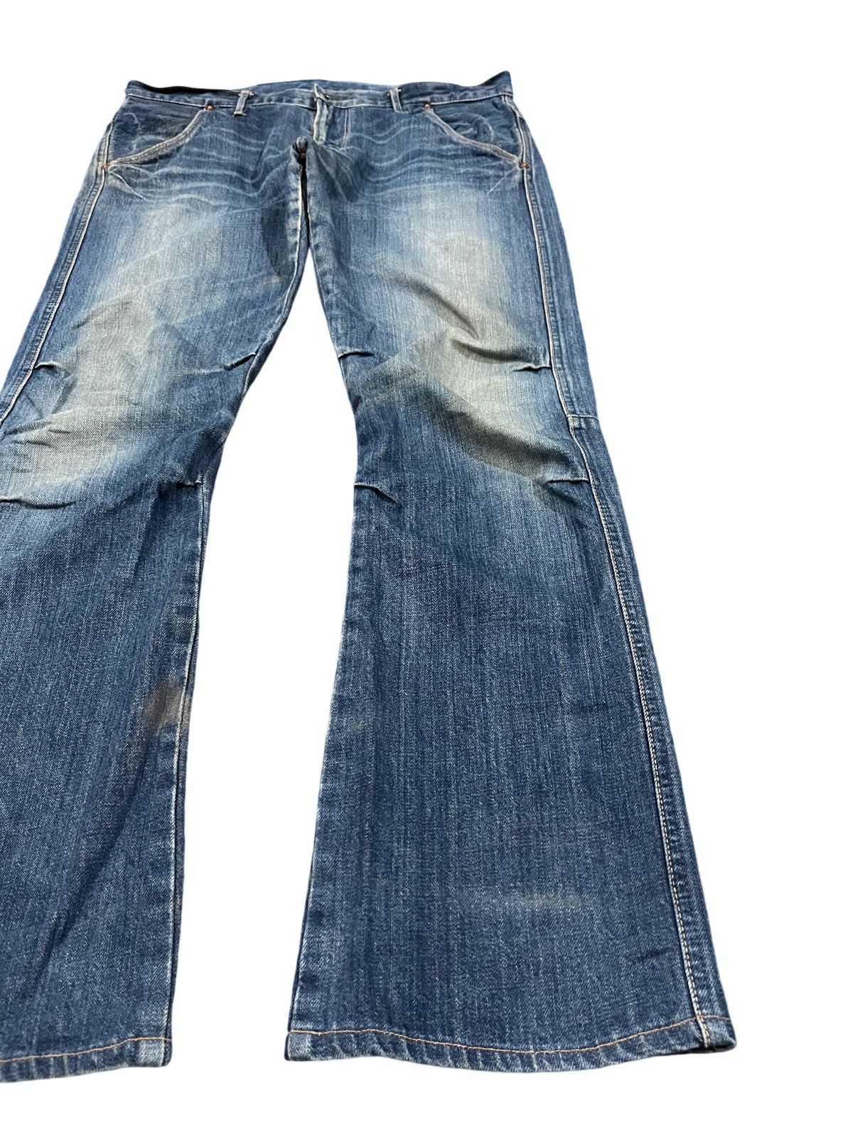 Japanese Brand Vintage Medio Quadro Twisted Leg Flare Denim Size US 35 - 3 Thumbnail