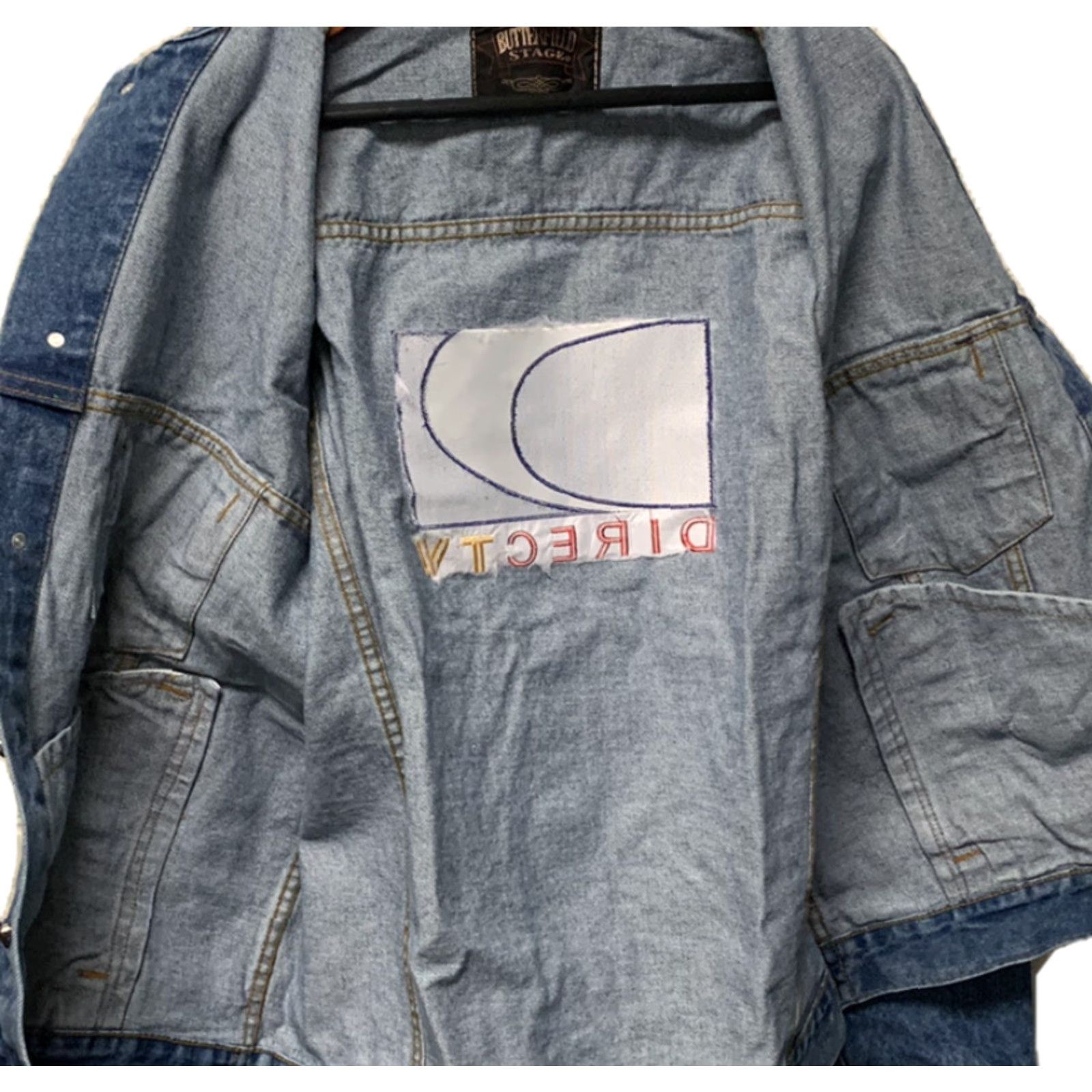 Denime VINTAGE 90s Direct TV Promo Butterfield Stage Denim Trucker Jacket Men's XL Blue Size US XL / EU 56 / 4 - 6 Thumbnail