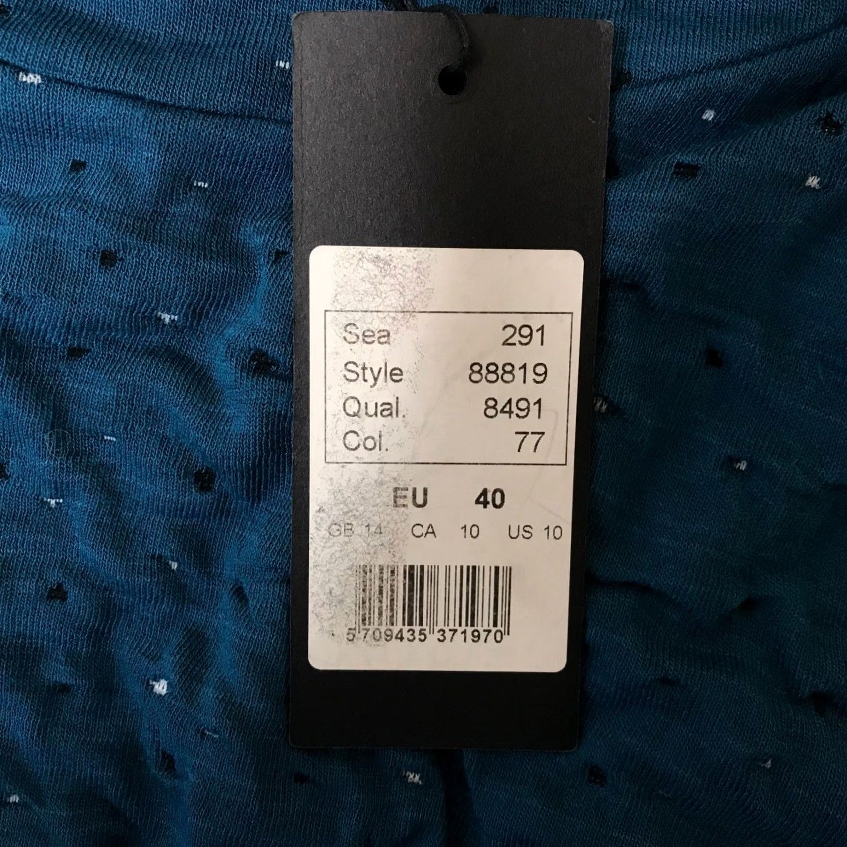 Altea Qneel Midi Dress Teal Textured Mock Neck Long Sleeve Sparkle Accents Women Size L / US 10 / IT 46 - 7 Thumbnail