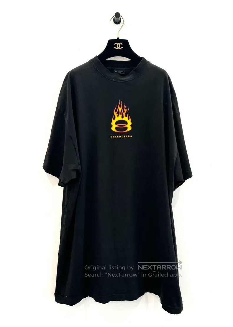 Balenciaga Balenciaga Yellow Double Ring Flame Black Short Sleeve Size US L / EU 52-54 / 3 - 1 Thumbnail