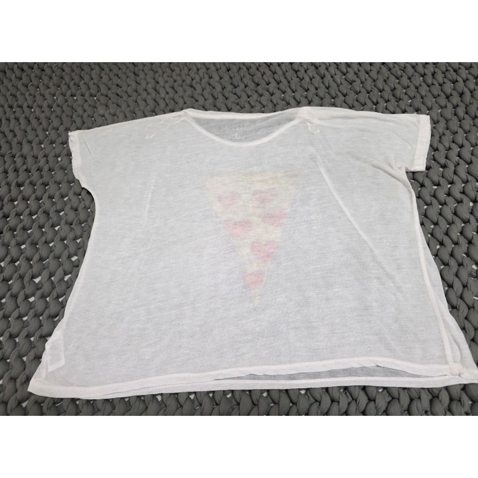 Vintage Bethany Mota LOVE A SLICE OF PIZZA T-Shirt Womens Medium Off-White Lightweight Semi-Sheer Relaxed Shirt Size M / US 6-8 / IT 42-44 - 3 Thumbnail