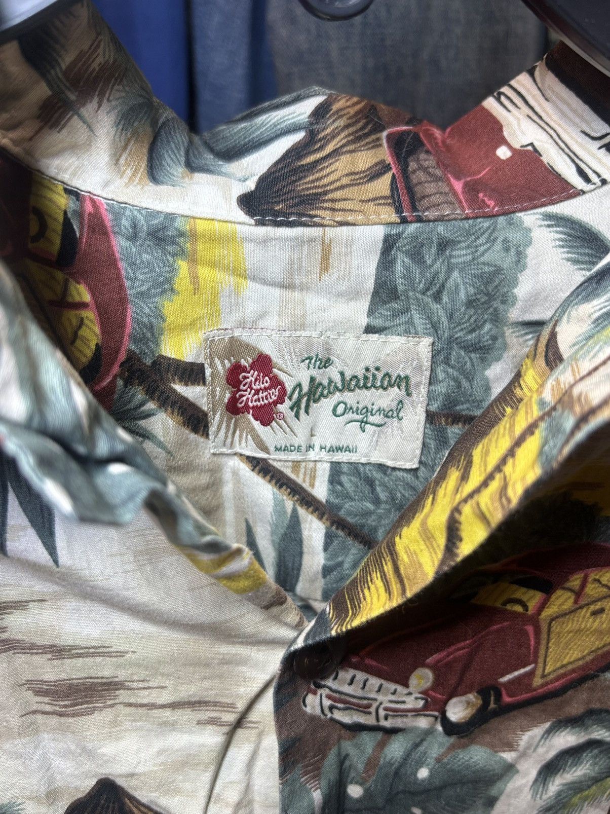 Vintage Old Car & Beach Hawaiian Mens Shirt Size US L / EU 52-54 / 3 - 3 Thumbnail
