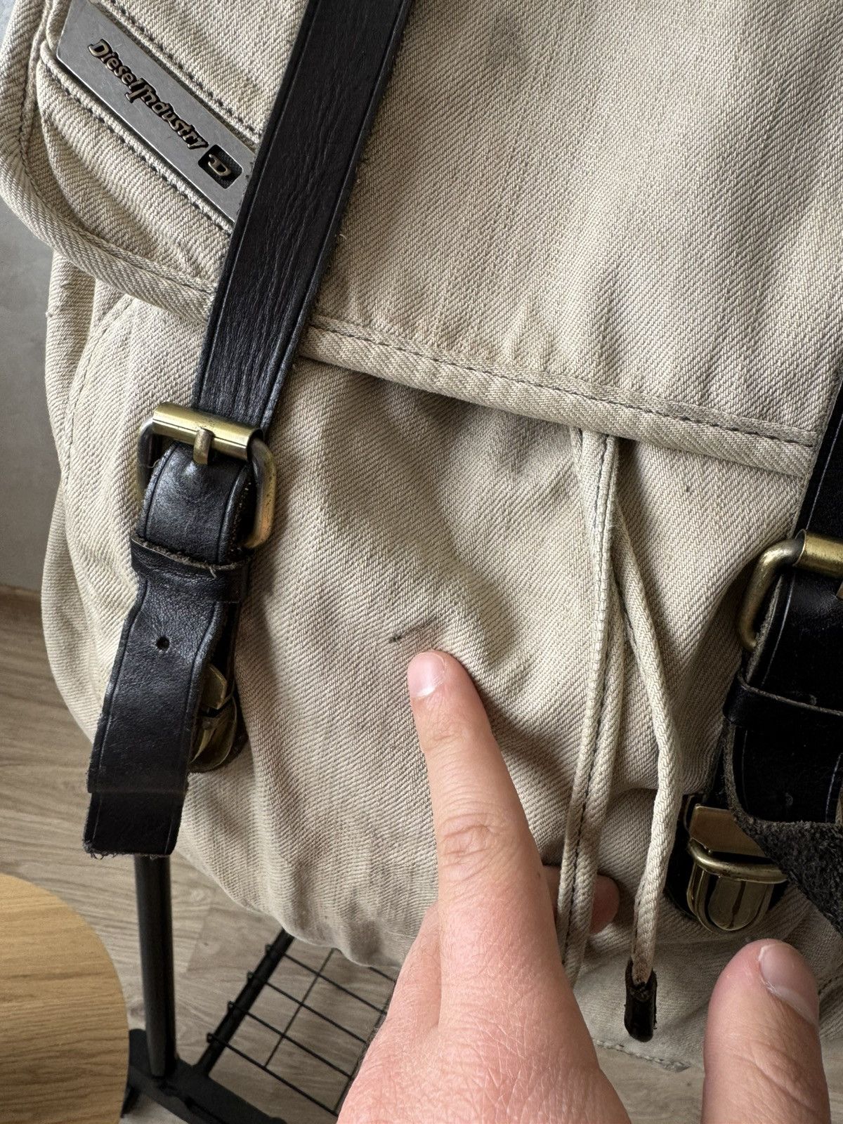 Diesel Vintage Y2K Diesel Japanese Style Beige Leather Backpack Bag Size ONE SIZE - 4 Thumbnail