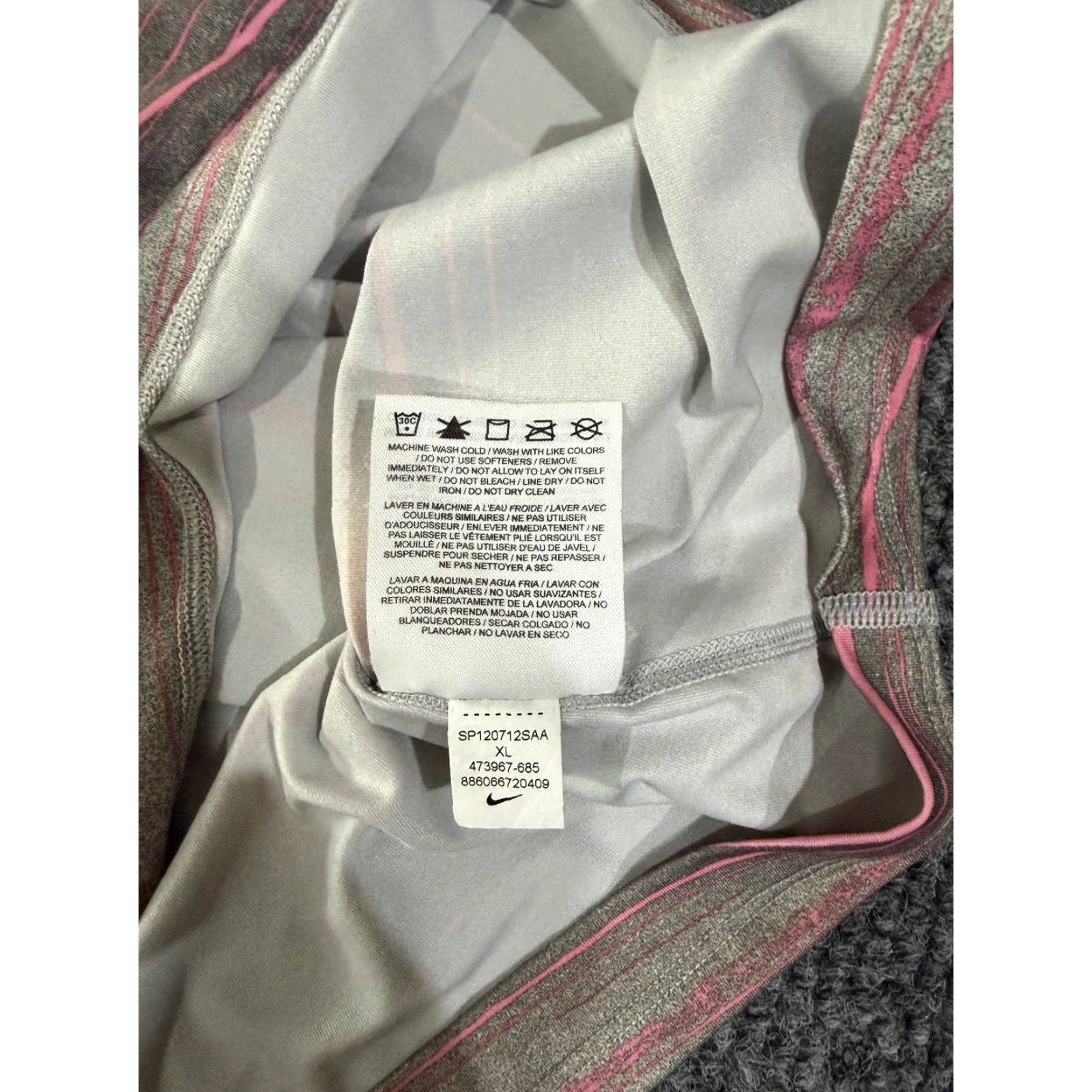 Nike Nike Pro Sweatshirt Pullover Womens XL Gray Striped Dri-Fit Mock Neck Zip Java? Size XL / US 12-14 / IT 48-50 - 7 Thumbnail