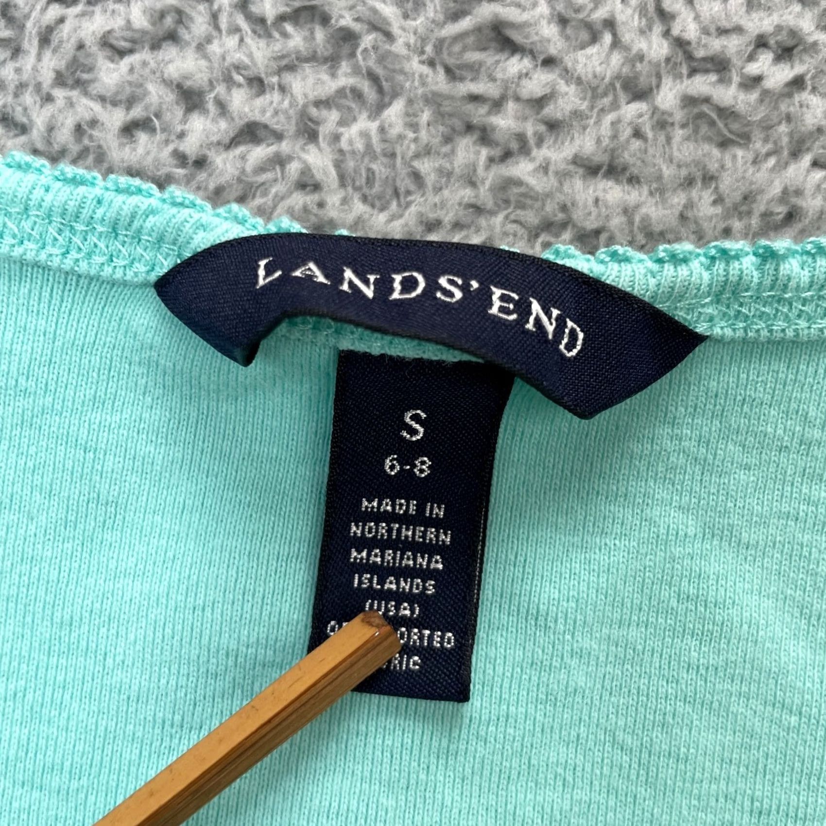 Lands' End Lands' End Top Womens S Green Tank Cotton Knit Lace Trim Casual Sleeveless Scoop Neck Cotton Women's Tank Top Shirt Basic Size S / US 4 / IT 40 - 3 Thumbnail