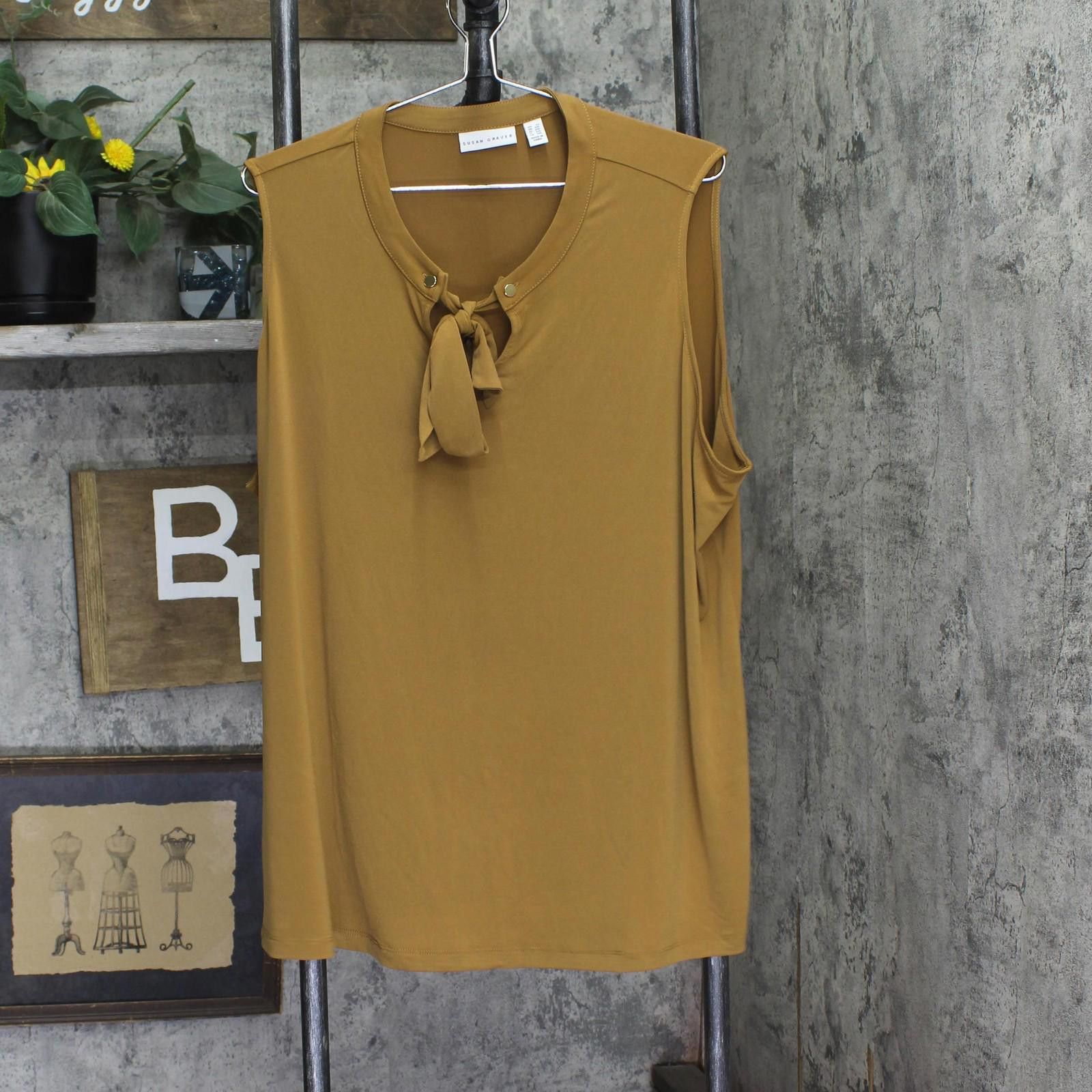 Other Susan Graver Liquid Knit Shell Top Caramel Twist Brown 2x Size XXL / US 16-18 / IT 52-54 - 1 Thumbnail