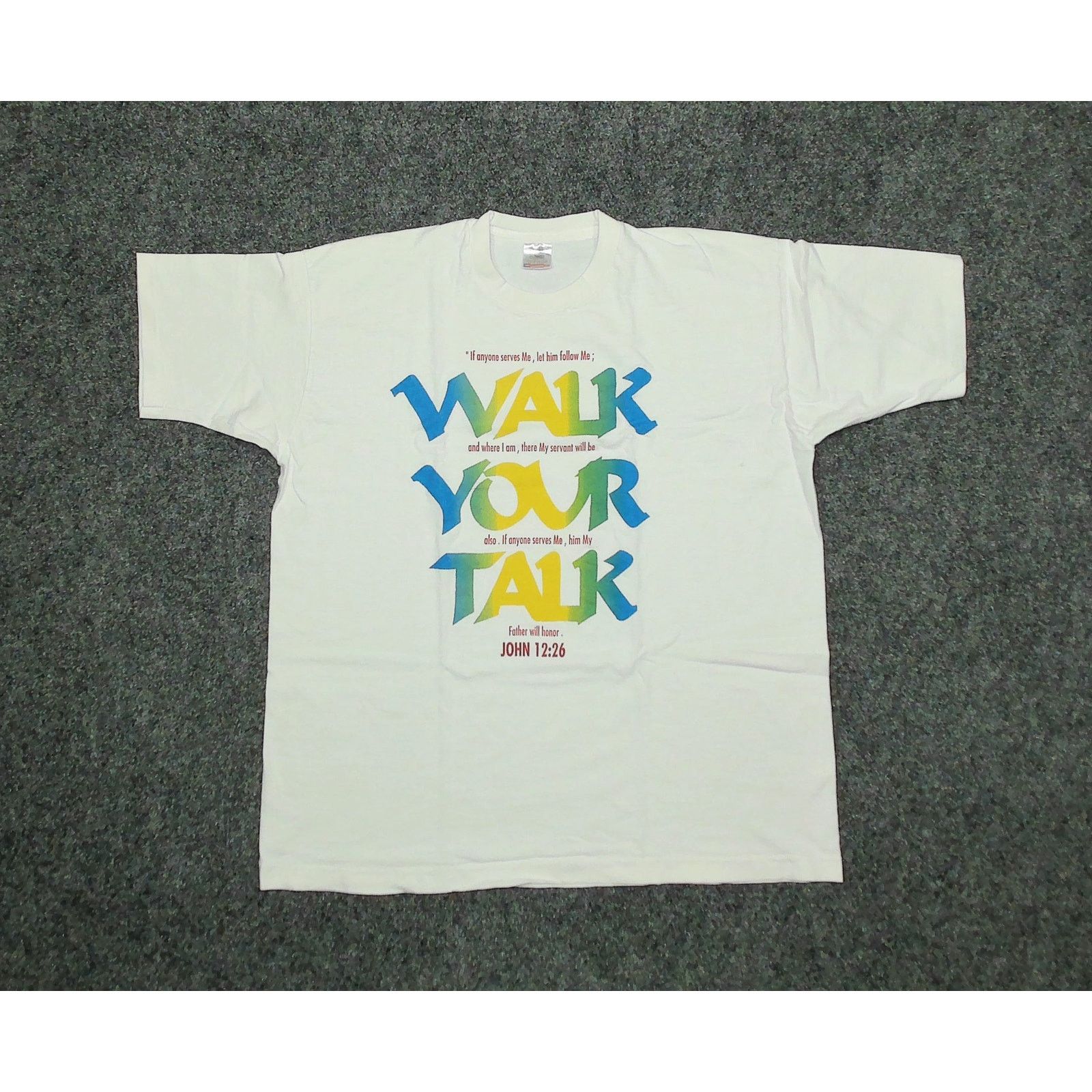 Fruit Of The Loom 90s Fruit Of The Loom "Walk Your Talk" Christian Graphic Tee Size US XL / EU 56 / 4 - 3 Thumbnail