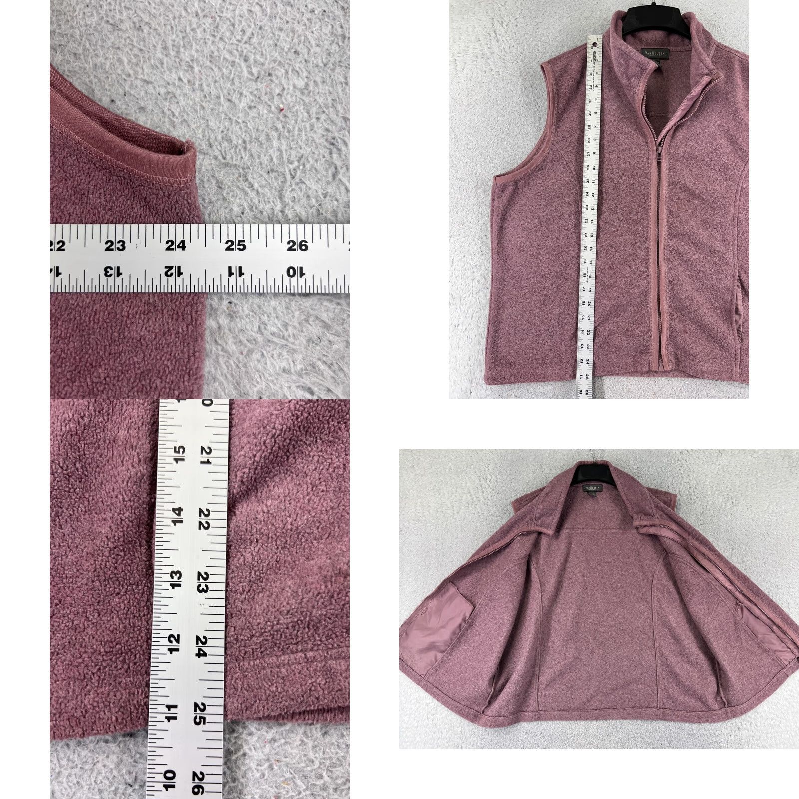 Van Heusen VAN HUESEN Vest Womens XL Purple Full Zip Polyester Rayon Blend Fleece Jacket Sleeveless Mid-Length Zip Vest Women Purple XL Size XL / US 12-14 / IT 48-50 - 8 Thumbnail
