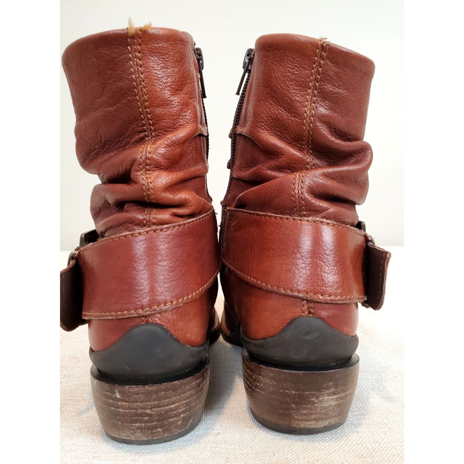 Vintage WOLKY Tyler Cognac Brown Leather Moto Ankle Booties Women's US 5.5 EU 36 Size US 4 / IT 34 - 6 Thumbnail