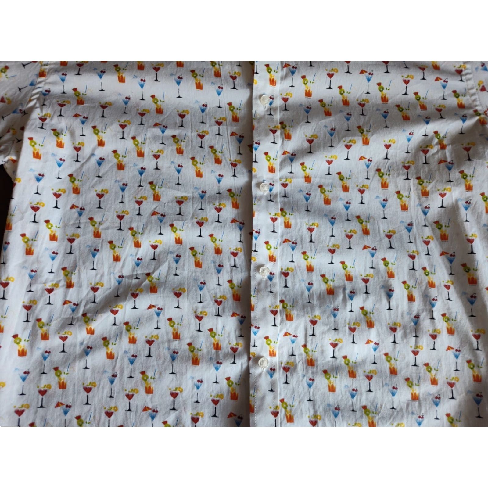 Nicole Miller NICOLE MILLER Studio Button-Up Shirt Mens Short Sleeve Cocktail Print 2XL White Mixed Drinks Size US XXL / EU 58 / 5 - 3 Thumbnail