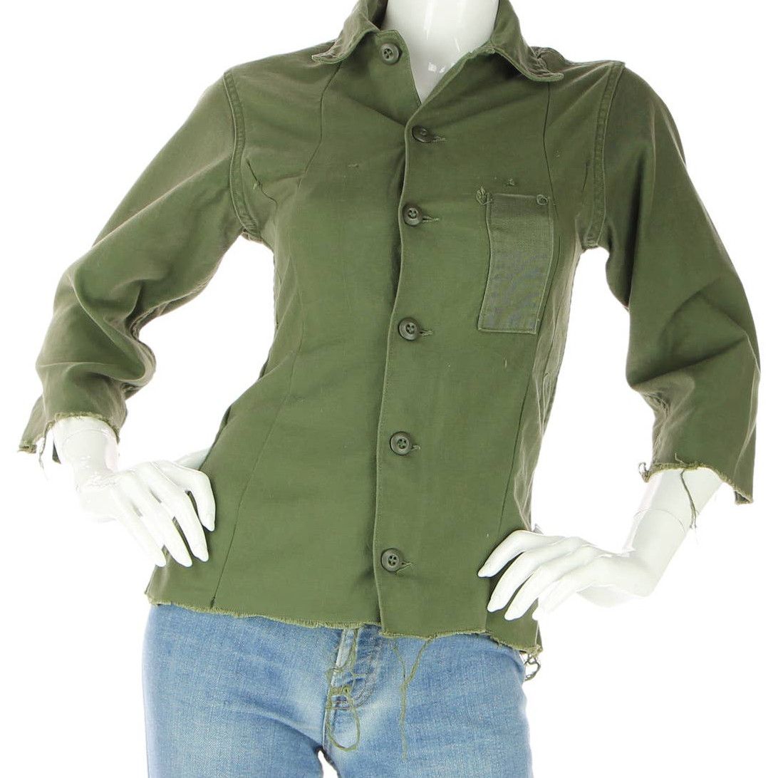 image of Vintage 60S Military Shirt Xs Bohemian Chic in Green, Men's