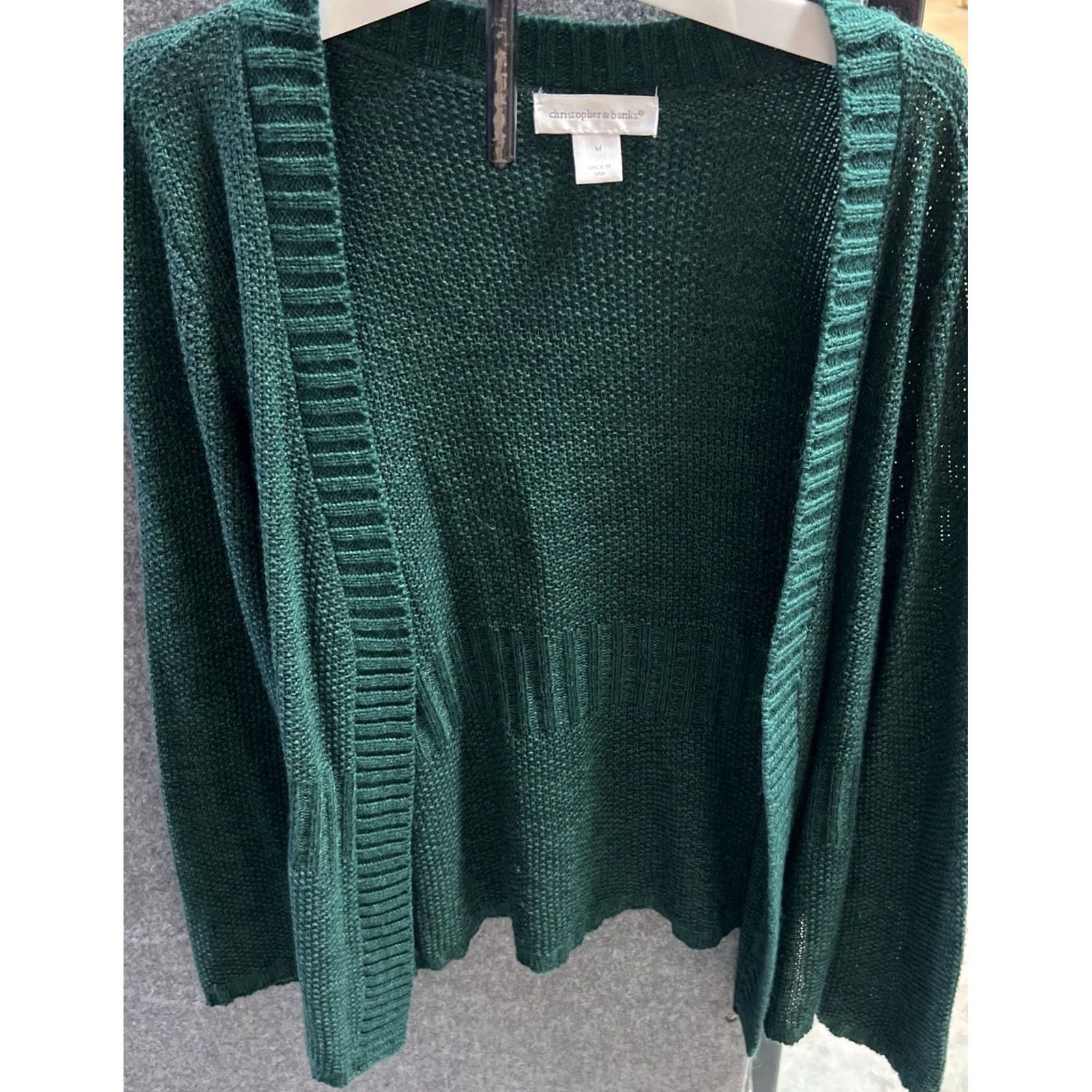 Vintage Christopher & Banks Open Knit Cardigan Women's M Green Sweater Cardigan Knit Open-Knit V-Neck Casual Womens Size M / US 6-8 / IT 42-44 - 7 Thumbnail