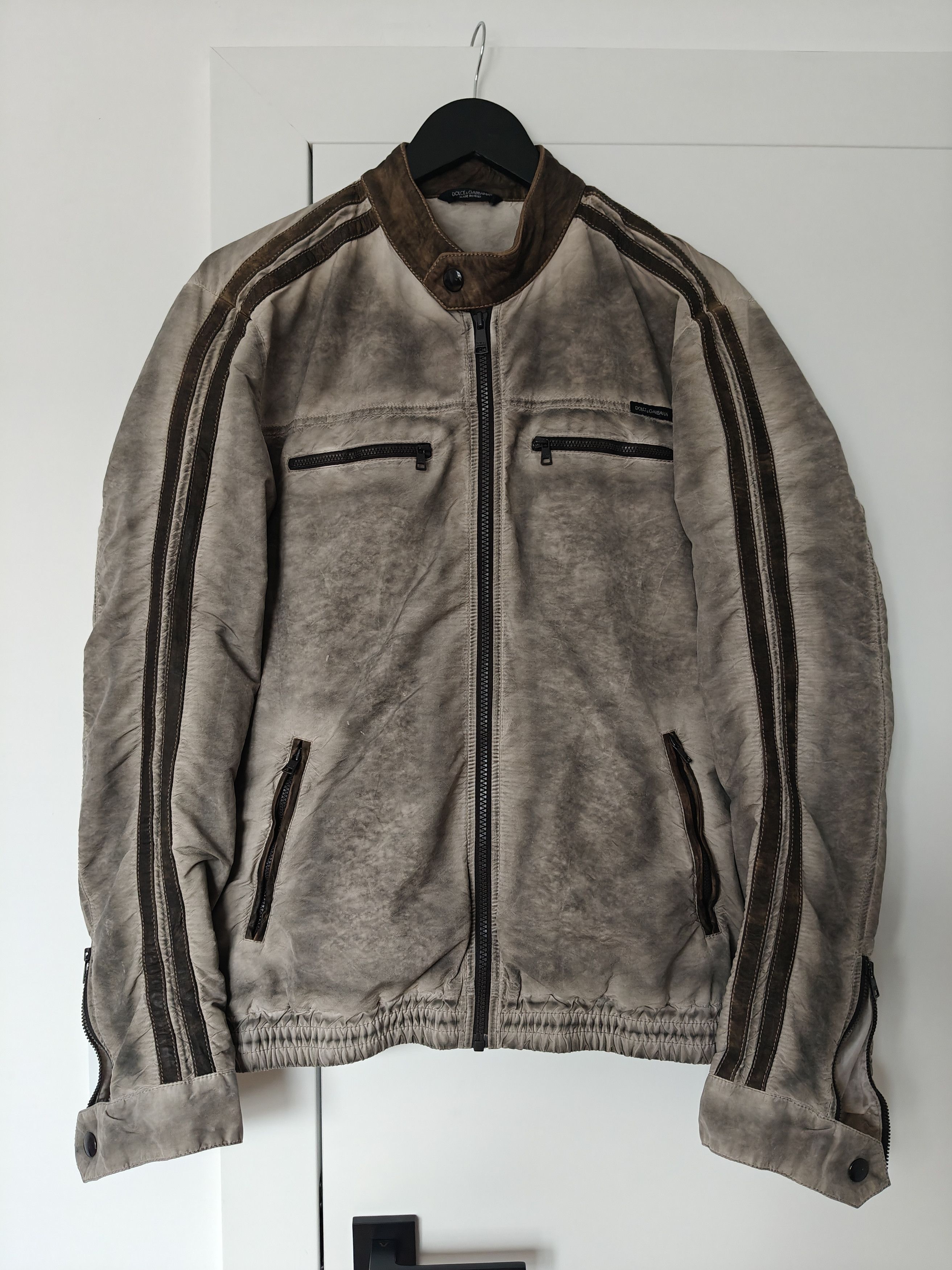 2000s Dolce & Gabbana object aged dyed bomber jacket