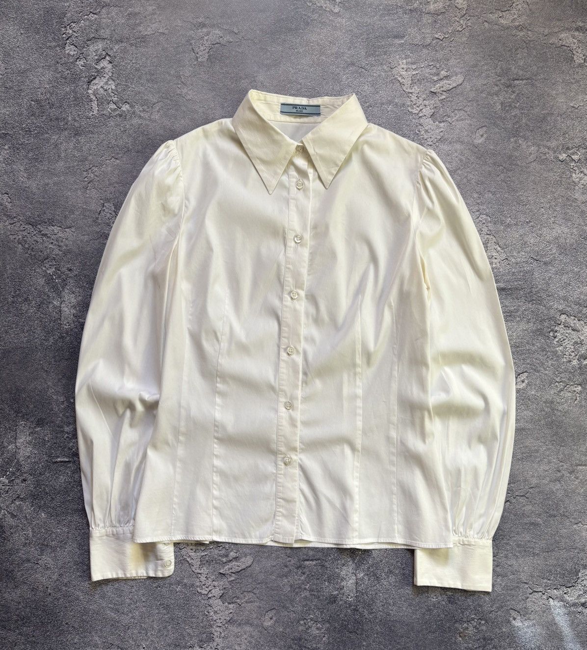 Prada Milano Luxury Woman’s White Blouse Shirt Button Up