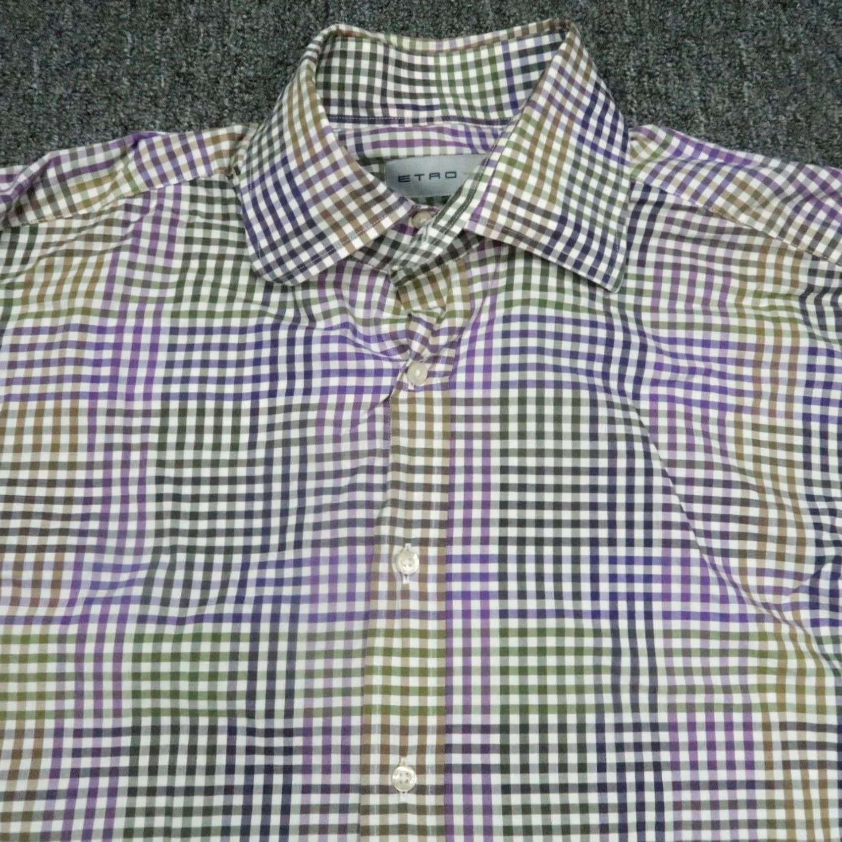 Etro Etro Shirt Men XL Purple Gingham Long Sleeve Button-Up Shirt Vintage? No (but check). Size US XL / EU 56 / 4 - 2 Thumbnail