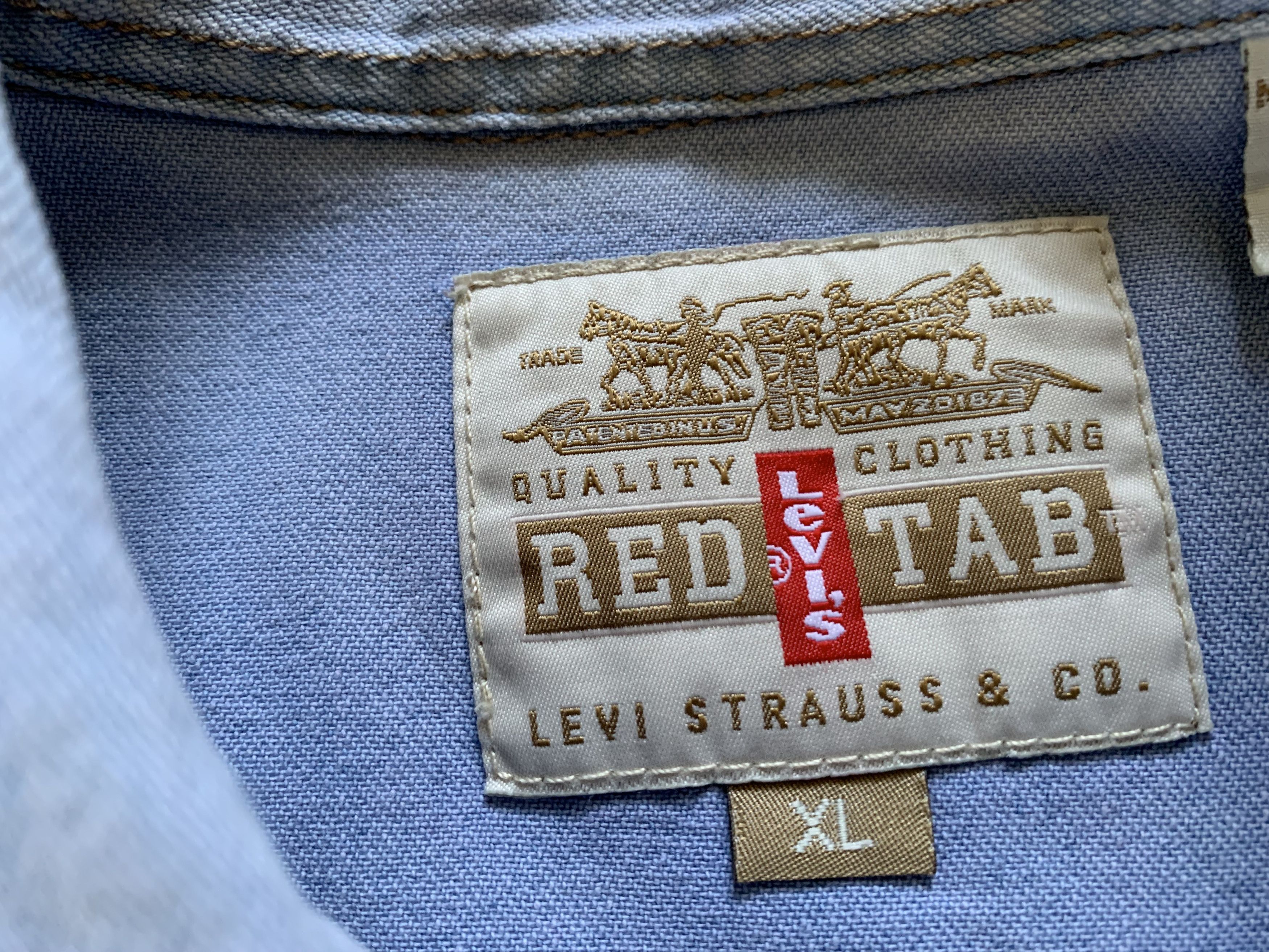 Levi's × Levi's Vintage Clothing × Vintage Levi's Red Tab Authentic Vintage Denim Button Up Shirt Size US XL / EU 56 / 4 - 7 Thumbnail
