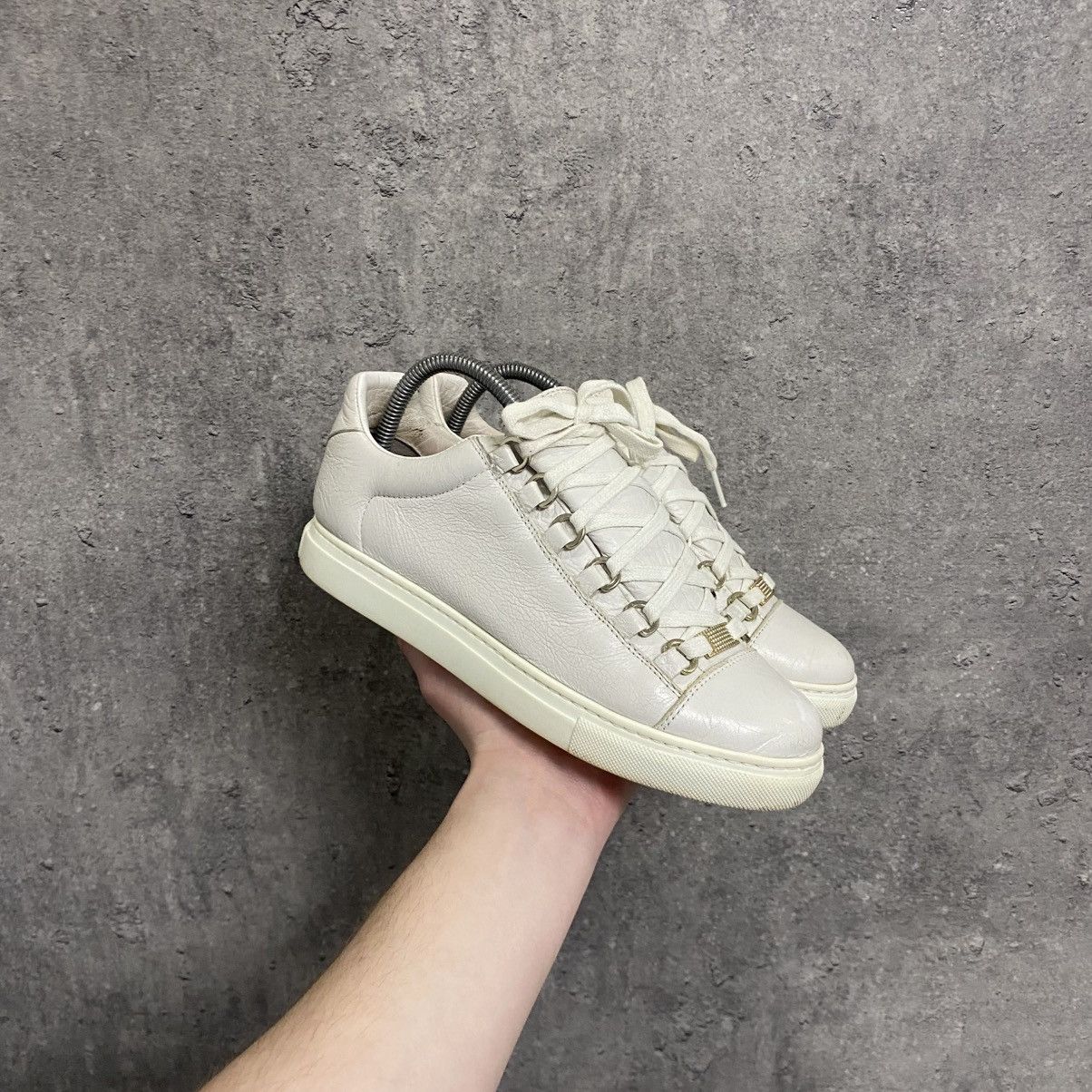Balenciaga Balenciaga Arena Low Top White Leather Shoes With Box Luxury Size US 5.5 / EU 38 - 4 Thumbnail
