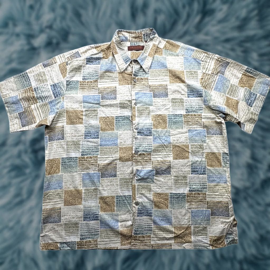Tori Richard Tori Richard Honolulu Hawaiian Button-Up Shirt Mens 2XL Abstract Geometric USA Brown Blue Size US XXL / EU 58 / 5 - 1 Thumbnail