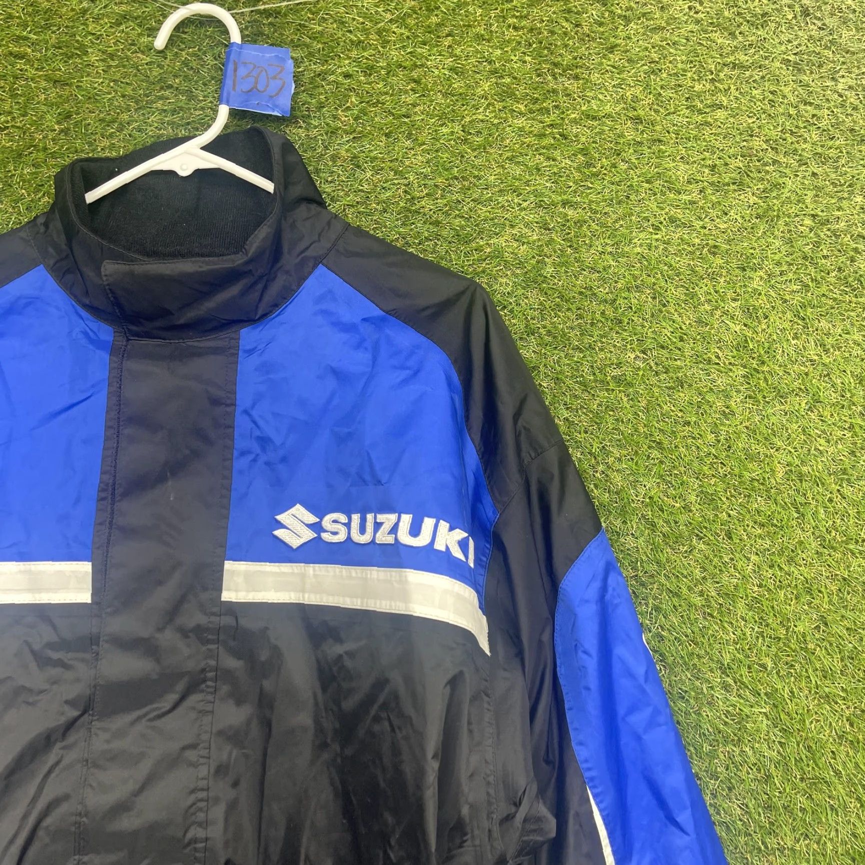 Vintage Suzuki Jacket Mens Medium Black Blue Nylon Motorcycle Riding Reflective Racing Size US M / EU 48-50 / 2 - 5 Thumbnail