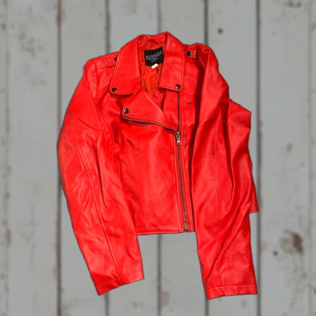 Vintage Riverdale Cherry Faux Leather Moto Jacket Women L Red Serpents South Side Large Size L / US 10 / IT 46 - 1 Thumbnail