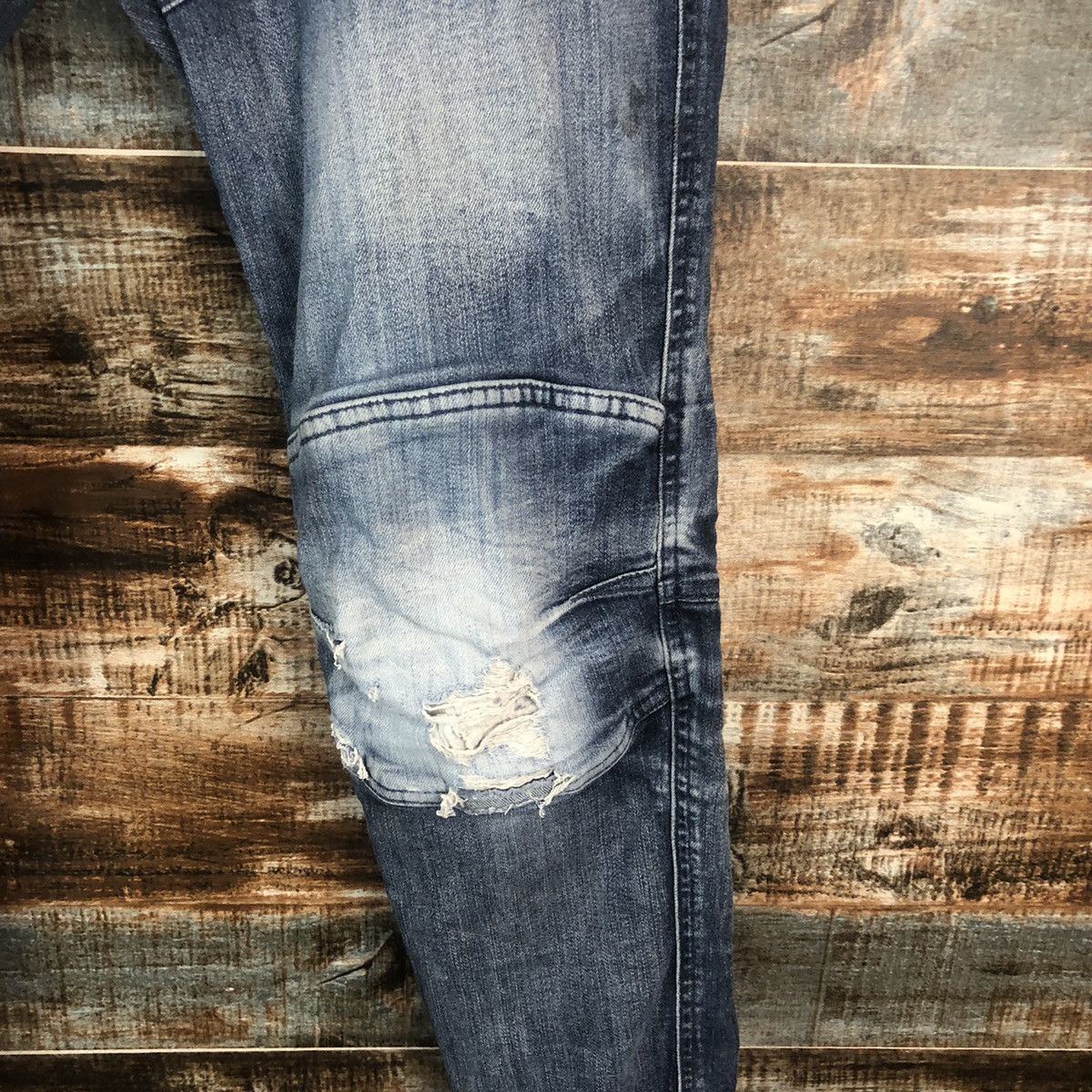 Japanese Brand Field Core Blue Distressed Denim Pants #A2122 Size US 31 - 12 Thumbnail