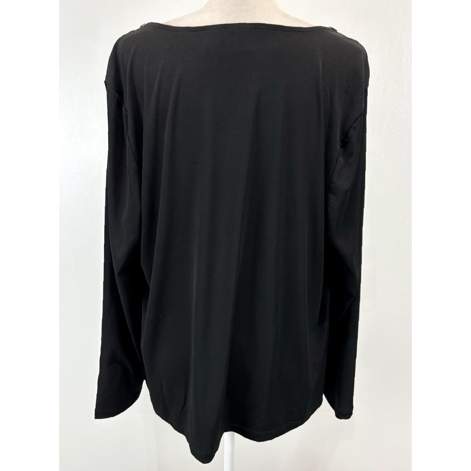 Vintage Chicos Draped Long Sleeve Top Tunic Sz 3 US X-Large Black Slinky Size XL / US 12-14 / IT 48-50 - 3 Thumbnail