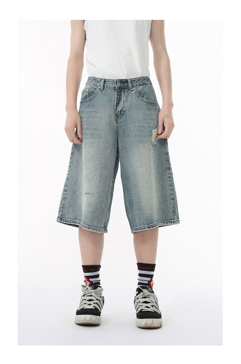 Japanese Brand × Vintage High street distressed wide-leg casual ripped denim shorts Size US 32 / EU 48 - 1 Thumbnail