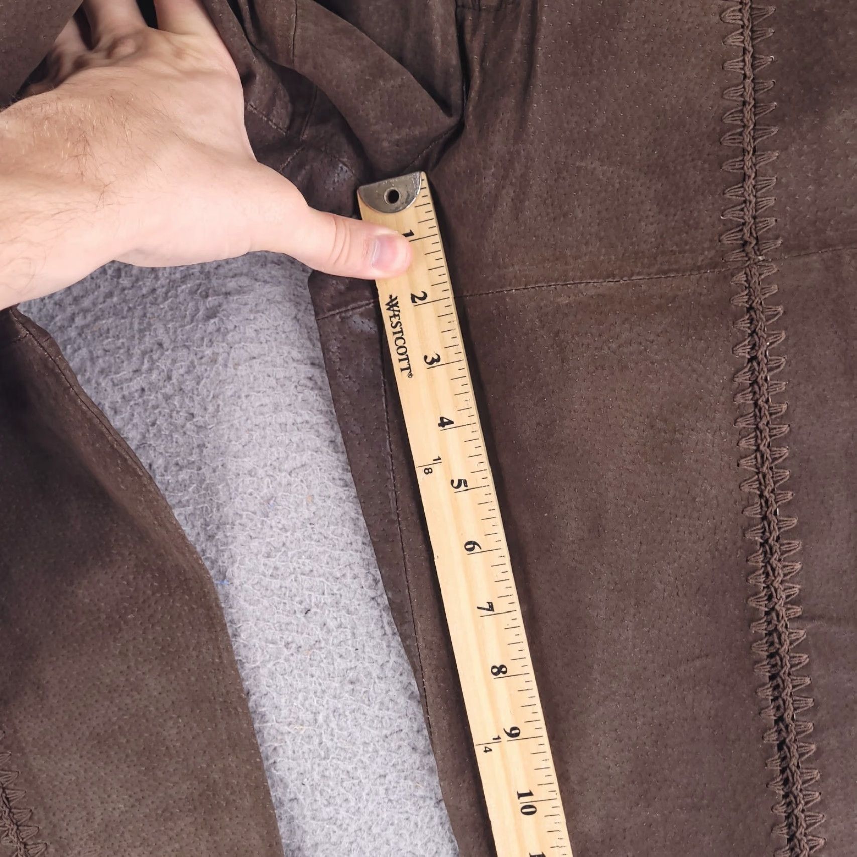 Vintage Selene Sport Pants Unisex 30x29 Brown Leather Patchwork High Rise Real Genuine Chino Straight Size 30" / US 8 / IT 44 - 7 Thumbnail