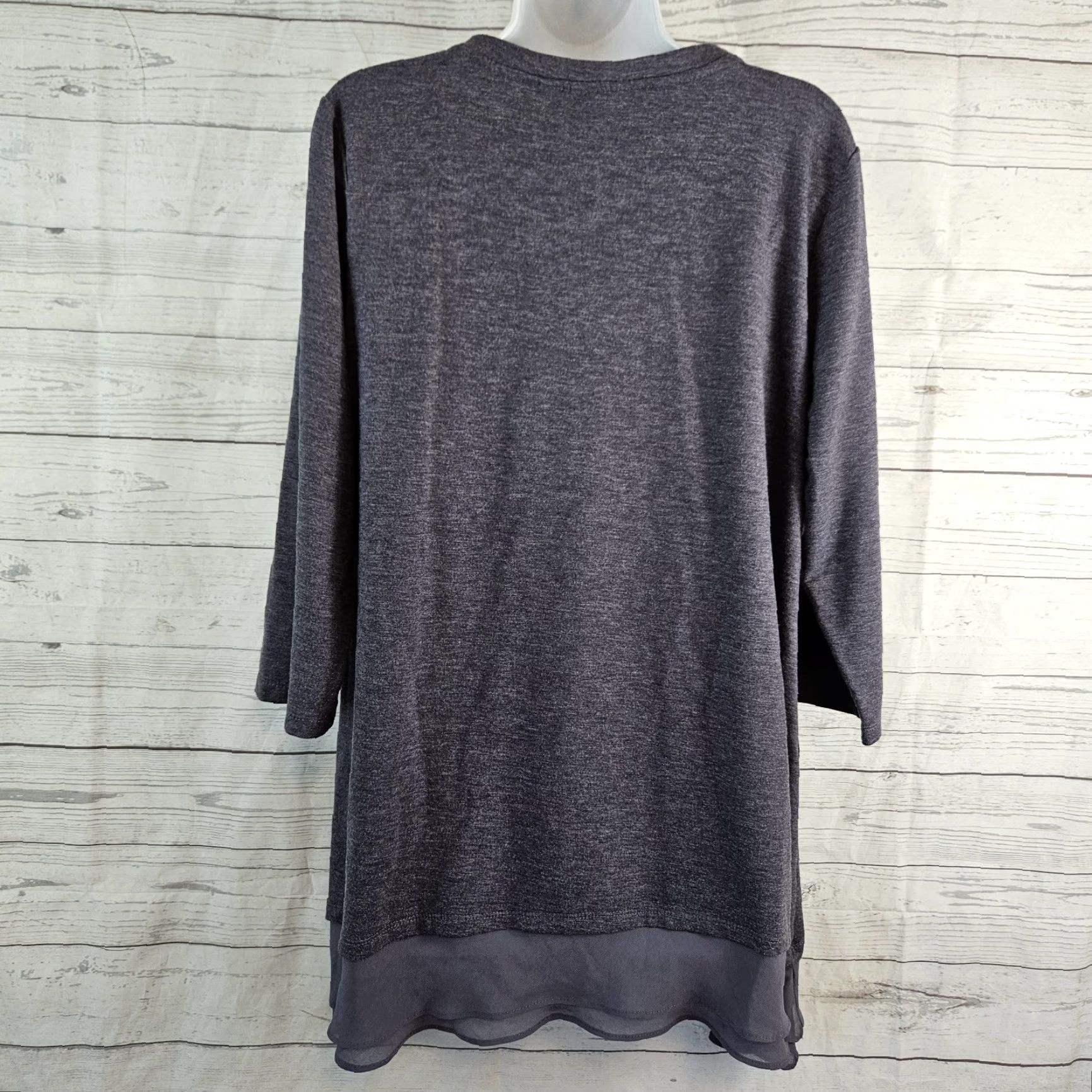 Vintage LOGO by Lori Goldstein Lounge Womens Top Blouse Solid Blue 3/4 Sleeve V-Neck Large L Size L / US 10 / IT 46 - 3 Thumbnail