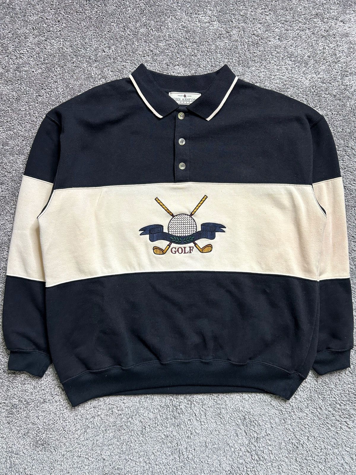 John Ashford × Vintage Vintage 80s/90s John Ashford Golf Rugby Crewneck Size US L / EU 52-54 / 3 - 1 Thumbnail