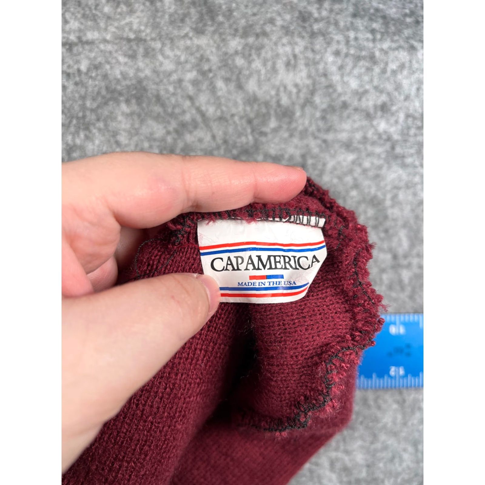 Vintage Capamerica Beanie Hat/Cap Adult One Size Red Knit Acrylic Unisex Adults Casual Outdoor Logo 90s Decade Not Applicable? (Wait) Size ONE SIZE - 6 Thumbnail