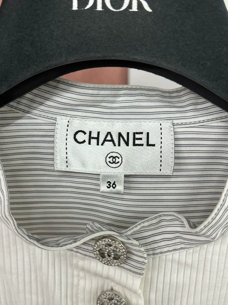 Chanel Chanel Blue and white color block rhinestone buckle stripe Size XS / US 0-2 / IT 36-38 - 3 Thumbnail