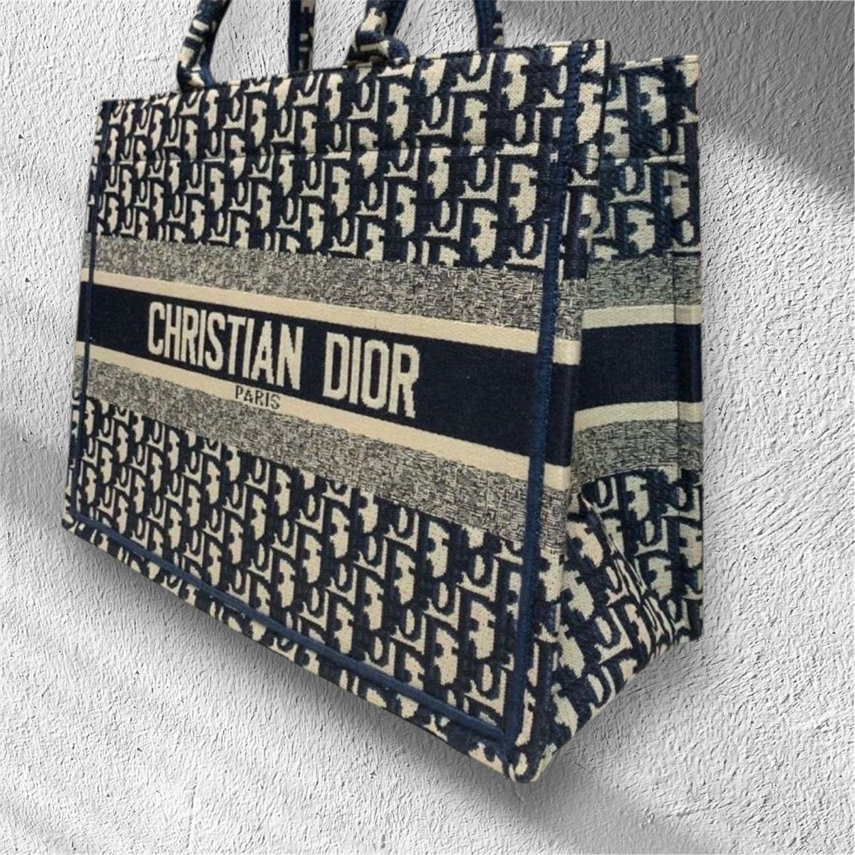 Dior Small Dior Book Tote Blue Dior Oblique Embroidery